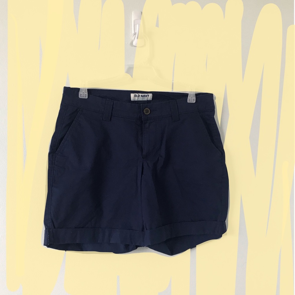 Navy Cuffed Shorts